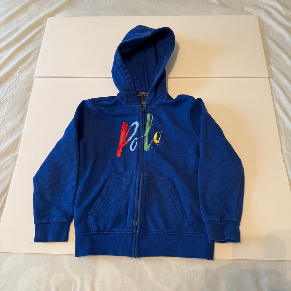 Polo Ralph Lauren Toddler Boys Logo Fleece Full-Zip Hoodie Size 6 Blue Preppy